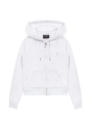 Juicy Couture rhinestone-logo velour hoodie - White