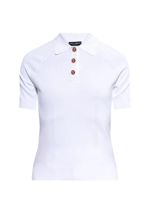 Dolce & Gabbana crystal-button polo shirt - White
