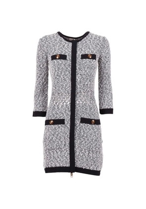 Elisabetta Franchi bouclé-knit open-work dress - Grey