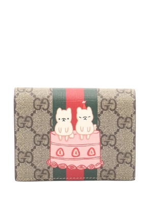 Gucci Pre-Owned 2016-2026 Pikarar Kawaii GG Supreme Wallet small wallets - Neutrals
