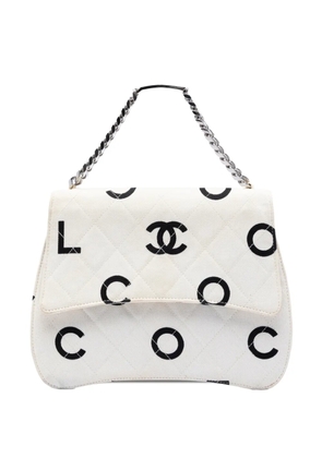 CHANEL Pre-Owned 1996-1997 CC Quilted Printed Canvas Coco Logo Chain Flap handbag - White