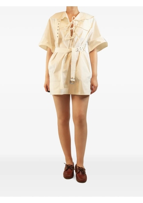 GANNI belted mini day dress - Neutrals