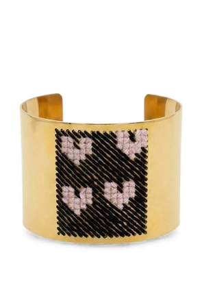 L'EIGHT STUDIO heart-motif embroidered cuff bracelet - Gold