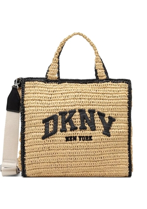 DKNY logo-embroidered woven tote bag - Neutrals