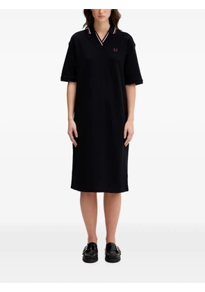Fred Perry logo-embroidered polo midi dress - Black