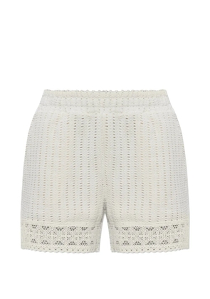 AllSaints Elma crochet-knit lace-trim shorts - Neutrals