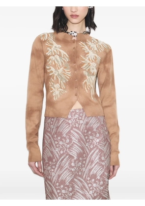 Tory Burch embellished wool cardigan - Neutrals