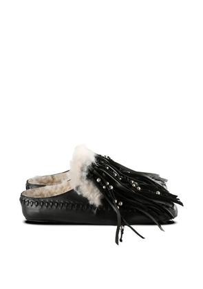 Ann Demeulemeester fringe-detail shearling-lined mules - Black