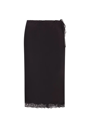 TONYWACK lace-trim side-tie silk midi skirt - Black