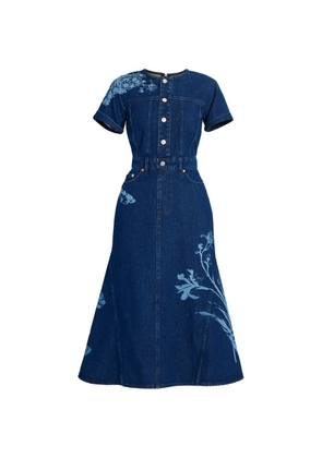 ERDEM floral-print short-sleeve dress - Blue