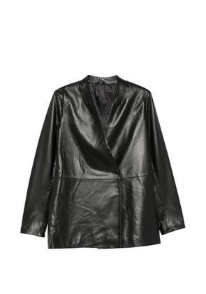 ADRIANNA FERETTI leather wrap-design jacket - Black