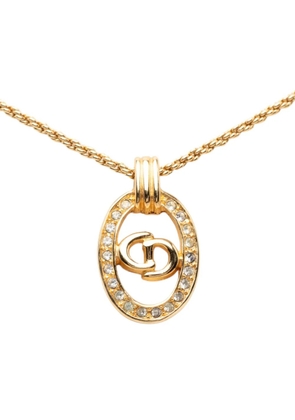 Christian Dior Pre-Owned 20th Century Gold Plated Strass CD Logo Oval Pendant Necklace costume necklace