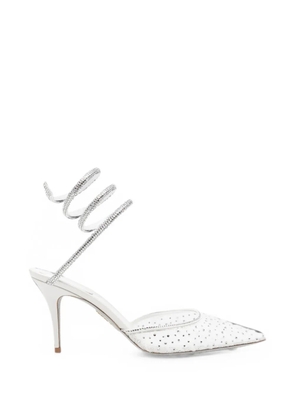 René Caovilla Belle crystal-embellished lace pumps - White