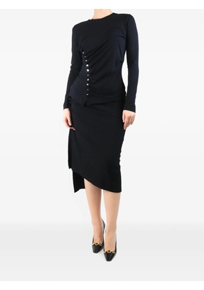 Paco Rabanne Pre-Owned ruched-design buttoned-front midi dress - Black