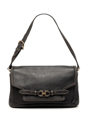 Ferragamo Pre-Owned 2008 Leather Double Gancini shoulder bag - Black