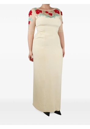 Temperley London floral-embroidered maxi dress - Neutrals