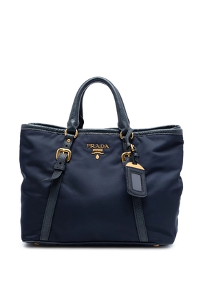 Prada Pre-Owned 2013-2026 Vitello Daino Trimmed Tessuto satchel - Blue