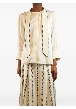 Peter Pilotto scarf-detail buttoned blouse - Neutrals