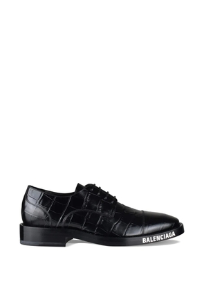 Balenciaga crocodile print derby - Black