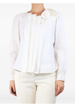 Anne Fontaine floral-applique pleated shirt - White