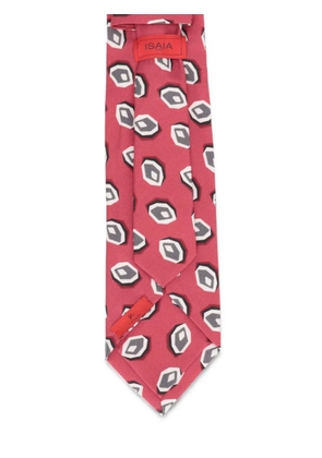Isaia 7 Fold geometric-print tie - Red