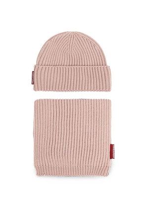 DSQUARED2 ribbed-knit beanie hat and scarf set - Pink