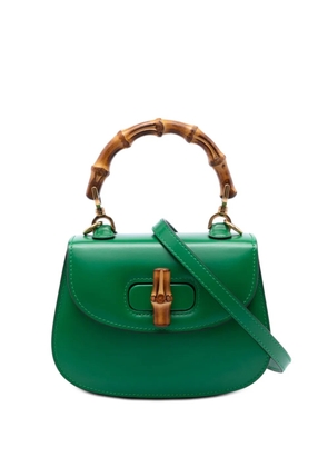 Gucci Pre-Owned 2016-2026 Mini Calfskin 1947 Bamboo Top Handle Bag satchel - Green
