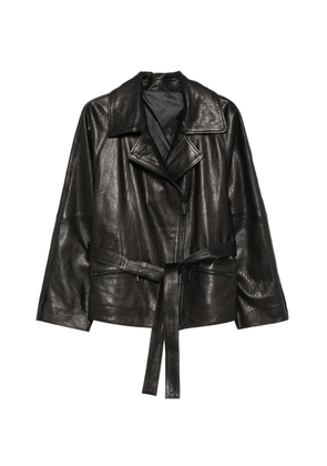 ADRIANNA FERETTI belted leather jacket - Black
