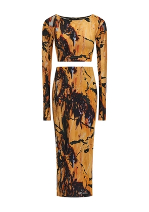 Roberto Cavalli marble-print midi skirt (set of two) - Yellow