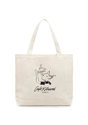 CAFÉ KITSUNÉ logo-print tote bag - Neutrals