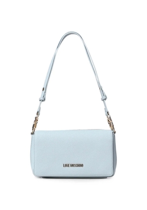 Love Moschino logo-plaque grained shoulder bag - Blue