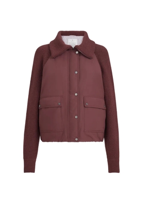 Brunello Cucinelli techno cotton taffeta and virgin wool, cashmere and silk knit down jacket with shiny zipper pull - Red