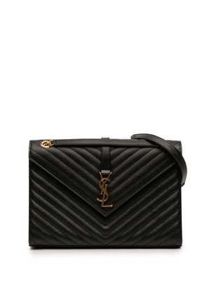 Saint Laurent Pre-Owned 2022 Large Chevron Grain de Poudre Monogram Envelope Bag shoulder bag - Black
