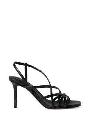 Brunello Cucinelli calfskin heels with precious details sandals - Black