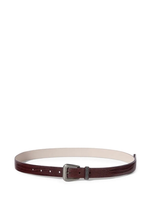 Brunello Cucinelli lizard-effect calfskin belt with shiny loop - Brown