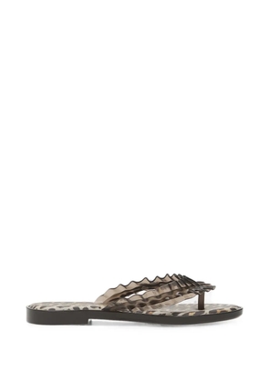 Melissa ruffled leopard-print flip flops - Neutrals