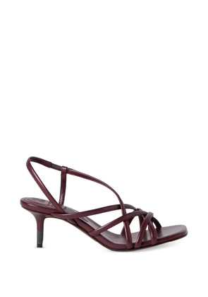 Brunello Cucinelli calfskin City heels with precious details sandals - Red