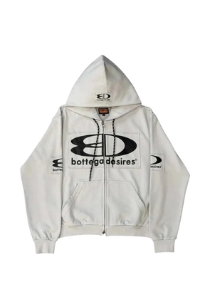 Bottega Desires logo-print zip-up hoodie - Grey