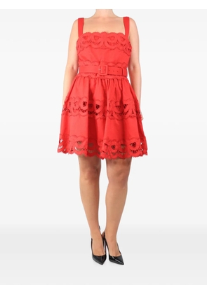 Self-Portrait embroidered belted mini dress