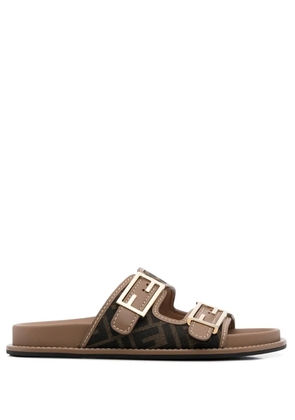 FENDI logo-print leather sandals - Green