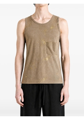 Ziggy Chen paint-splatter button-fastening vest - Brown