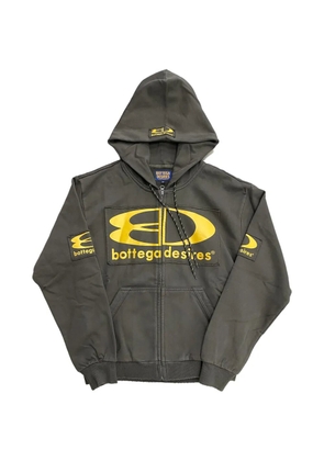 Bottega Desires logo-print zip-up hoodie - Green