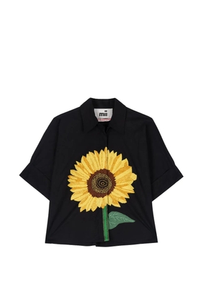 mii Alba sunflower-embroidered shirt - Black