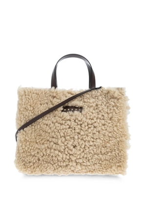 Marni Museo Soft East/West lamb fur tote bag - Neutrals