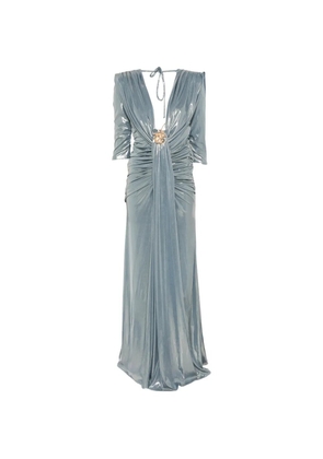 BABYLON V-neck ruched maxi dress - Blue