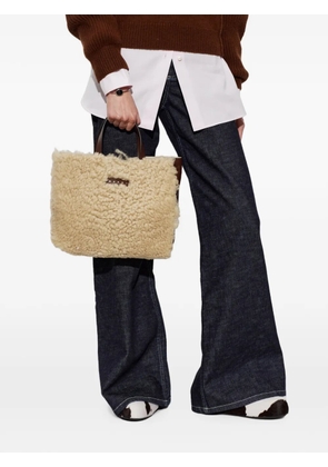 Marni Museo Soft East/West lamb fur tote bag - Neutrals