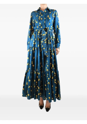 La DoubleJ floral-print belted maxi dress - Blue