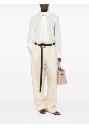 Brunello Cucinelli Monili-embellished silk blouse - White