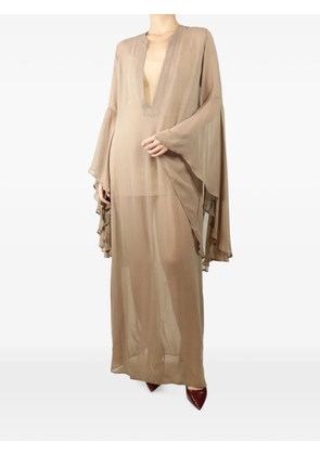 Alexandra Miro V-neck bell-sleeve maxi dress - Brown
