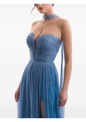 IMROSKA Iris pleated strapless maxi dress - Blue